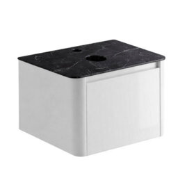 Plum&clay Mayfair Gloss White Wall Hung Bathroom Vanity Unit With Black Slate Countertop (W)750mm (H)406mm - thumbnail 3