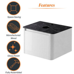 Plum&clay Mayfair Gloss White Wall Hung Bathroom Vanity Unit With Black Slate Countertop (W)750mm (H)406mm - thumbnail 6