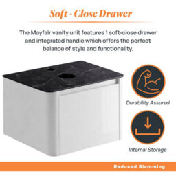 Plum&clay Mayfair Gloss White Wall Hung Bathroom Vanity Unit With Black Slate Countertop (W)750mm (H)406mm - thumbnail 4