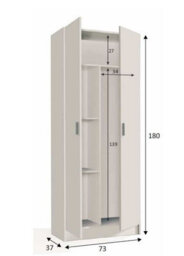 Amos Mann Furniture Tall White 2 Door Utility Universal Storage Cupboard White - thumbnail 3
