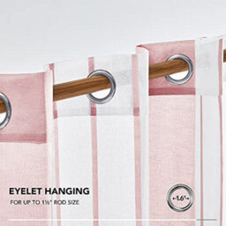 Deconovo Voile Curtains Semi Transparent Soft Decorative Striped Yarn-Dyed Sheer Curtains Eyelet, Pink 55 X 72 Inch 2 Panels - thumbnail 5