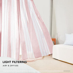 Deconovo Voile Curtains Semi Transparent Soft Decorative Striped Yarn-Dyed Sheer Curtains Eyelet, Pink 55 X 72 Inch 2 Panels - thumbnail 3