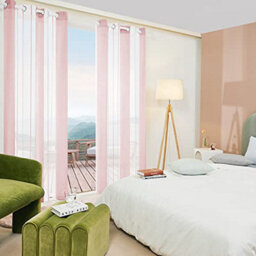 Deconovo Voile Curtains Semi Transparent Soft Decorative Striped Yarn-Dyed Sheer Curtains Eyelet, Pink 55 X 72 Inch 2 Panels - thumbnail 2
