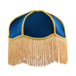 Happy Homewares Domed Victorian Shape Lamp Shade In Navy Blue Velvet With Gold Trim