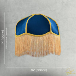 Happy Homewares Domed Victorian Shape Lamp Shade In Navy Blue Velvet With Gold Trim - thumbnail 7