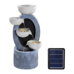 Thehotsale 4 Bowls Solar-Powered Water Fountain Outdoor Garden Decor With Lights - thumbnail 4