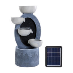 Thehotsale 4 Bowls Solar-Powered Water Fountain Outdoor Garden Decor With Lights - thumbnail 3