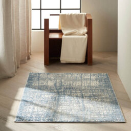 Ivory Blue Modern Easy To Clean Abstract Ruf For Bedroom Dining Room And Living Room-244Cm X 305Cm - thumbnail 3