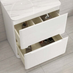 Royal Bathrooms Venice 700mm Gloss White Freestanding Bathroom Countertop Vanity Unit 2 Drawer With Art Round Basin - thumbnail 5