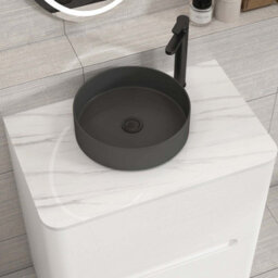 Royal Bathrooms Venice 700mm Gloss White Freestanding Bathroom Countertop Vanity Unit 2 Drawer With Art Round Basin - thumbnail 6