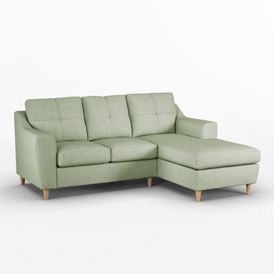 Furnishings For Less UK Baxter Fabric L Shaped 3 Seater Corner Sofa With Chaise Sage Right Hand Facing - image 1