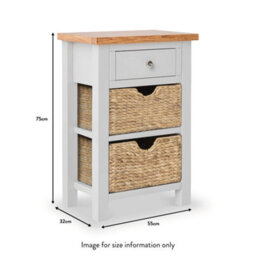 Farro Grey Telephone Table With Baskets - Painted With Oak Top - Fully Aseembled By Roseland Furniture - thumbnail 3