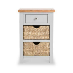 Farro Grey Telephone Table With Baskets - Painted With Oak Top - Fully Aseembled By Roseland Furniture - thumbnail 2