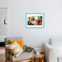 14X11 Inch 2 Opening Photo Collage Frame, Display Two 8X6 Inch Photos, Multi Aperture Family Picture Frame, Turquoise - thumbnail 3
