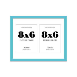 14X11 Inch 2 Opening Photo Collage Frame, Display Two 8X6 Inch Photos, Multi Aperture Family Picture Frame, Turquoise - thumbnail 2