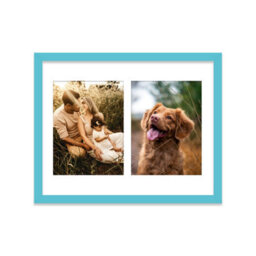 14X11 Inch 2 Opening Photo Collage Frame, Display Two 8X6 Inch Photos, Multi Aperture Family Picture Frame, Turquoise - thumbnail 1