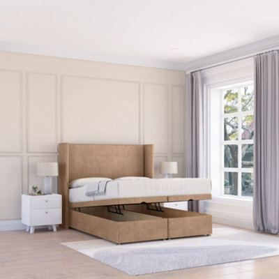 "Sloomy Devonshire Sand Naples 4Ft6 Ottoman Bed End Opening With Sprung Memory Mattress & 54"" Headboard-Double" - image 1