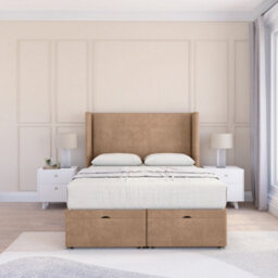 "Sloomy Devonshire Sand Naples 4Ft6 Ottoman Bed End Opening With Sprung Memory Mattress & 54"" Headboard-Double" - thumbnail 2