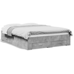 Berkfield Bed Frame With Drawers Without Mattress Concrete Grey 120X200 Cm - thumbnail 2