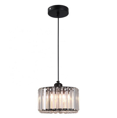 Led Crystal Pendant Lamp Black Round Modern Iron Chandelier - image 1