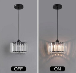 Led Crystal Pendant Lamp Black Round Modern Iron Chandelier - thumbnail 3