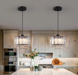 Led Crystal Pendant Lamp Black Round Modern Iron Chandelier - thumbnail 2