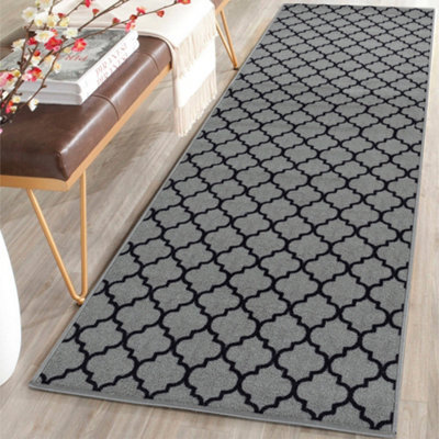 Smart Living Heavy Duty Machine Washable Runner For Hallway, Kitchen Non Slip Floor Mats, Door Mat 67Cm X 220Cm - Grey Black - image 1