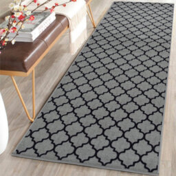 Smart Living Heavy Duty Machine Washable Runner For Hallway, Kitchen Non Slip Floor Mats, Door Mat 67Cm X 220Cm - Grey Black