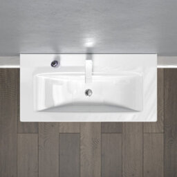 Nes Home Nanuya 800mm White 2 Drawers Stylish Slim Basin Vanity Unit - thumbnail 3