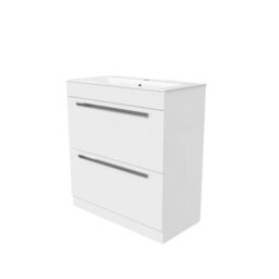Nes Home Nanuya 800mm White 2 Drawers Stylish Slim Basin Vanity Unit - thumbnail 5