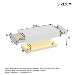 Btm High Gloss Coffee Table With Drawers And Led Lights For Living Room - thumbnail 7