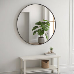 Kokoma 60Cm Round Framed Wall Mirror Black Nordic Style - thumbnail 2