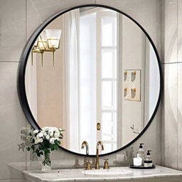Kokoma 60Cm Round Framed Wall Mirror Black Nordic Style