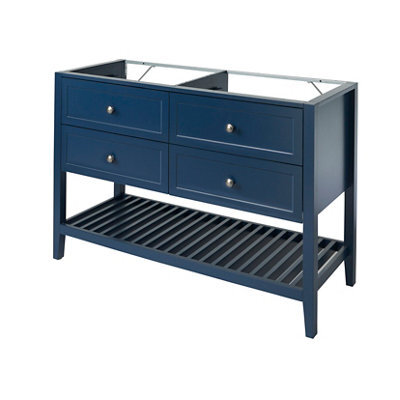 GoodHome Perma Satin Blue Freestanding Bathroom Vanity Unit (H) 806mm (W) 1200mm - image 1