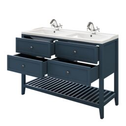 GoodHome Perma Satin Blue Freestanding Bathroom Vanity Unit (H) 806mm (W) 1200mm - thumbnail 5