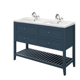 GoodHome Perma Satin Blue Freestanding Bathroom Vanity Unit (H) 806mm (W) 1200mm - thumbnail 4