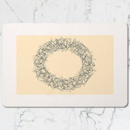 Benjamin Tate Design Geometric Wreath Print Placemat And Coaster Set With Wood Base Exclusive Designer Artwork Collection - thumbnail 2