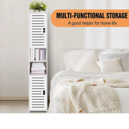 5-Tier Mirrored Bathroom Storage Cabinet, Tall Pvc Floor Standing Cupboard Unit For Bathroom, Bedroom & Living Room Organization - thumbnail 7