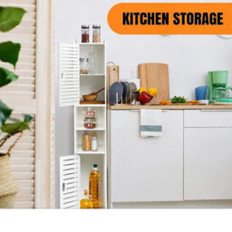 5-Tier Mirrored Bathroom Storage Cabinet, Tall Pvc Floor Standing Cupboard Unit For Bathroom, Bedroom & Living Room Organization - thumbnail 6