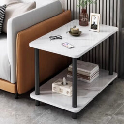 White 2 Tier Wooden Coffee Table Side Table With Shelf Tv Stand - thumbnail 4