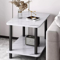 White 2 Tier Wooden Coffee Table Side Table With Shelf Tv Stand - thumbnail 5