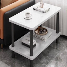 White 2 Tier Wooden Coffee Table Side Table With Shelf Tv Stand - thumbnail 1