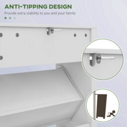 Homcom Narrow Shoe Cabinet With 2 Flip Drawers And Top Drawer, White - thumbnail 7