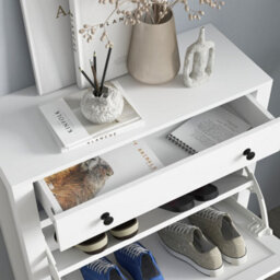 Homcom Narrow Shoe Cabinet With 2 Flip Drawers And Top Drawer, White - thumbnail 8