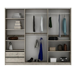Arte Tallin 250Cm Sliding Wardrobe In Oak Wellington - Double Mirror, Designer Storage - thumbnail 3