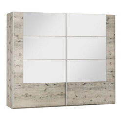 Arte Tallin 250Cm Sliding Wardrobe In Oak Wellington - Double Mirror, Designer Storage - thumbnail 2