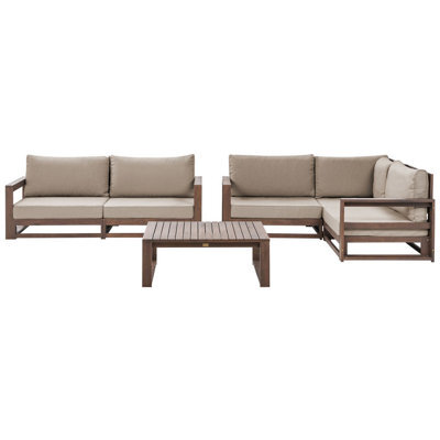 Beliani Garden Lounge Set With Table 4 Seater Timor Modular Certified Acacia Wood Dark Brown - image 1