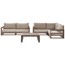 Beliani Garden Lounge Set With Table 4 Seater Timor Modular Certified Acacia Wood Dark Brown - thumbnail 1