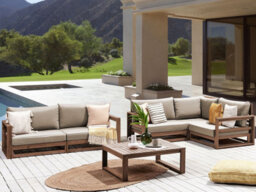 Beliani Garden Lounge Set With Table 4 Seater Timor Modular Certified Acacia Wood Dark Brown - thumbnail 2