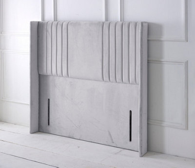 "Adore Designs Florence Winged Plush Velvet 4Ft Small Double 50"" Floor Standing Headboard - Silver"